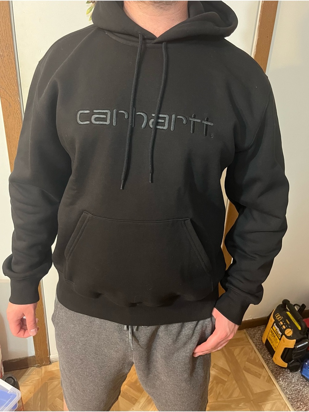 Carhartt WIP Black Raised-Logo Pullover Hoodie